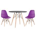 KIT - Mesa redonda Eames 90 cm preto + 2 cadeiras Eiffel DSW