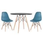 KIT - Mesa redonda Eames 90 cm preto + 2 cadeiras Eiffel DSW