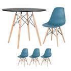 KIT - Mesa redonda Eames 90 cm preto + 3 cadeiras Eiffel DSW