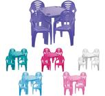 Kit Mesinha E 4 Cadeiras Poltrona Infantil Plástica Colorida