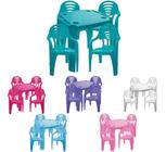 Kit Mesinha E 4 Cadeiras Poltrona Infantil Plástica Colorida