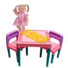 Kit Mesinha Infantil 2 Cadeiras Com Bebê Elisi Loira Falante