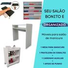 Kit Mesinha Manicure + Carrinho + Expositor + Apoio De Punho Preto