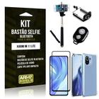 Kit Mi 11 Lite Bastão Selfie Bluetooth + Capinha Anti Impacto + Película Vidro 3D -Armyshield