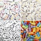 Kit Miçanga Plaquinha Frases 4 Tipos Passante Palavras 8x15mm 80un 64g