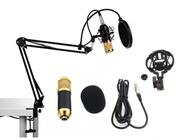 Kit microfone condensador profissional pedestal articulado