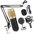 Kit Microfone Estúdio + Pop Filter + Aranha + Braço Articulado e Mesa