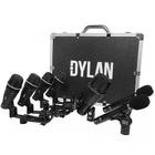 Kit Microfones para Bateria Dylan Dd-7 c/ 7 Peças Palco Studio Condensador + Dinâmicos Cardióide e Super Cardióide