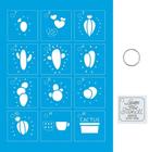 Kit Mini Stencil Cactos Com 14 Peças 4,5cm STMI-006 Litoarte