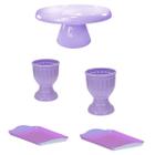 Kit Mini Table 1 Boleira Cake + 2 Vaso Romano + 2 Bandeja