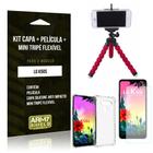 Kit Mini Tripé Flexível LG K50s Tripé + Capinha Anti Impacto + Película de Vidro - Armyshield