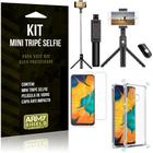 Kit Mini Tripé Selfie Galaxy A20+Capa Anti+Película Vidro