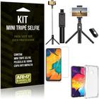 Kit Mini Tripé Selfie Galaxy A30 + Capa Anti + Película Vidro - Armyshield