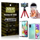 Kit Mini Tripé + Selfie Ring Light Galaxy A71 + Capa Anti Impacto + Película Vidro 3D