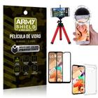 Kit Mini Tripé + Selfie Ring Light LG K41s + Capa Anti Impacto + Película Vidro 3D