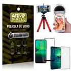 Kit Mini Tripé + Selfie Ring Light Moto G8 Plus + Capa Anti Impacto + Película Vidro 3D
