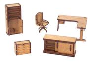 Kit Miniatura Escritório 5 Peças Mesa Cadeira Armário Mdf - Woodplan