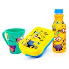 Kit Minions, Garrafinha Infantil 500ml Retrô, Caneca Infantil 360ml , e Sanduicheira infantil Plasútil