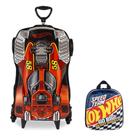 Kit Mochila 3d Roda Lancheira Infantil Hotwheels Impermeável