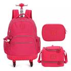 Kit Mochila 4 Rodinhas Giro 360 Crinkle Up4you c/ Chaveiro + Lancheira + Estojo - Luxcel