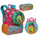 Kit Mochila Abacaxi Fruta Escolar Costas Tam G Infantil Lancheira Estojo Bolsinha