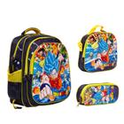 Kit Mochila Bolsa 3D Dragon Ball Desenho 3 Peças Passeio