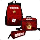 Kit Mochila Bolsa Escolar Infantil Com Lancheira Térmica + Estojo Personalizado Personagem Filme Desenho Reforçada