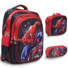 Kit Mochila Bolsa Infantil Spider Man 3d Alto Relevo Tam G