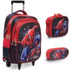 Kit Mochila Bolsa Infantil Spider Man Rodinha 3 Peças Tam G