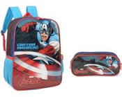 Kit Mochila Capitão América Costas Meninos Original Escolar