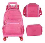 Kit Mochila Carrinho 360 Haste Dupla Porta Notebook Barbie - Luxcel