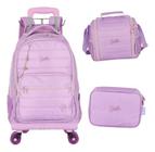 Kit Mochila Carrinho 360 Haste Dupla Porta Notebook Barbie - Luxcel