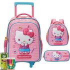 Kit Mochila Carrinho Hello Kitty Alto Relevo Escolar Meninas - Xeryus