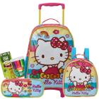 Kit mochila carrinho hello kitty fofa glitter escolar menina