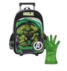 Kit mochila carrinho hulk + lancheira + estojo luxcel