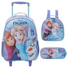 Kit mochila carrinho infantil 16", lancheira térmica e estojo escolar Frozen X1 Disney