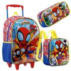 Kit Mochila Carrinho + Lancheira e Estojo Homem-Aranha Vermelho