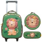 Kit mochila carrinho, lancheira térmica e estojo Leão 3D 14" - YINS BRASIL