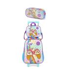 Kit Mochila carrinho Menina Unicorn Game + Estojo + Lancheira Luxcel