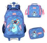 Kit Mochila Carrinho Original Disney Stitch E Angel Kiss