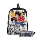 Kit Mochila com Bolso e Estojo Escolar Infantil One Peace Menina e Menino - Use Thuco