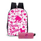 Kit Mochila com Estojo Escolar Feminina da Barbie Para Meninas Mundo Rosa