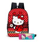 Kit Mochila com Estojo Escolar Infantil Menina Hello Kitty