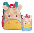 Kit Mochila Com Lancheira Clio Pet Animais Escolar Infantil