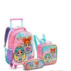 Kit mochila com rodas infantil feminina + lancheira + estojo lol pelucia - SEANITE