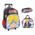 Kit Mochila com Rodas Lancheira e Estojo LUXCEL By Boruto Uzumaki