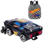 Kit Mochila com rodas + Mochila P Infantil Hotwheels Night Shifter Preto Maxtoy Diplomata