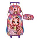 Kit Mochila Com Rodinha Lancheira Estojo Rainbow High Pink