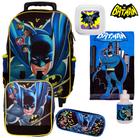 Kit Mochila com Rodinha Menino Batman Reforçada e Acessórios