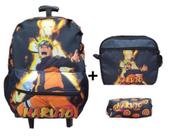 Kit mochila com rodinha três peças naruto